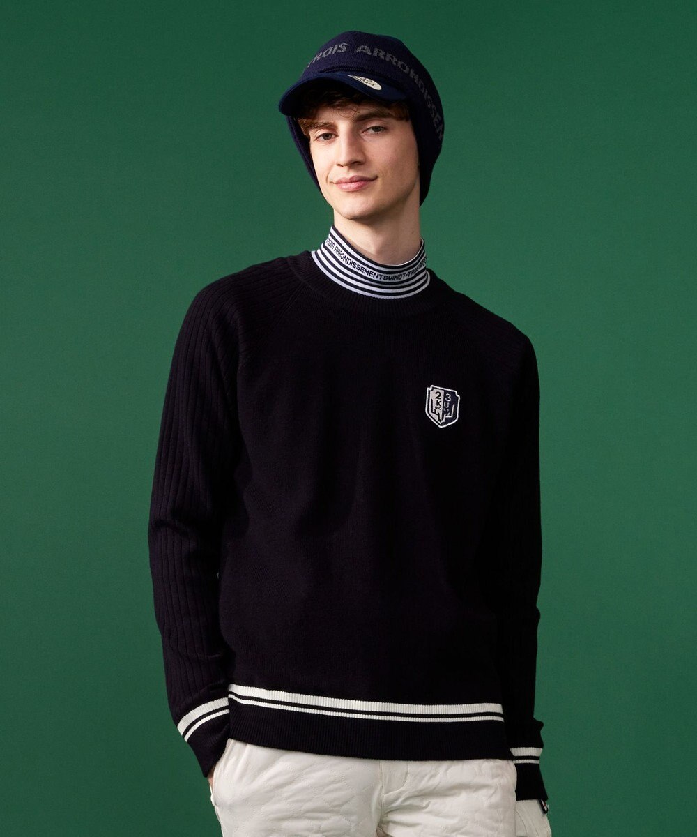 23区GOLF 裏地付きニットで温か【MEN】【蓄熱】ウールブレンド裏付 ニット 