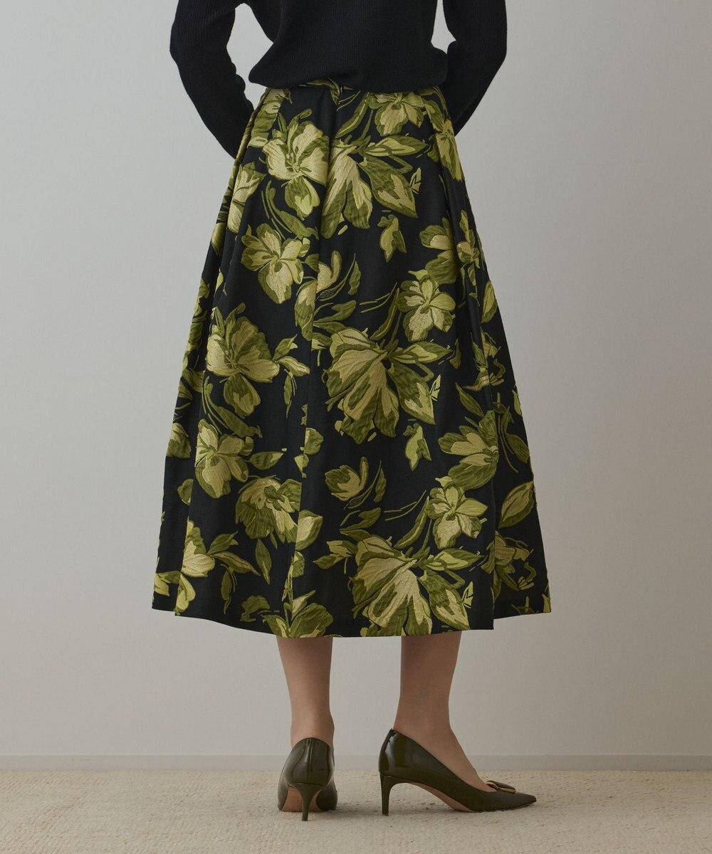 GRACE CONTINENTAL ラメフラワージャガードスカート 