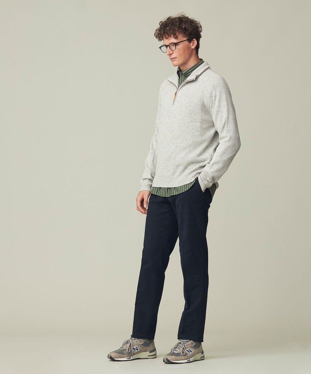 J.PRESS MEN 【Cash Lamb's Wool】畔編みハーフジップ ニット 