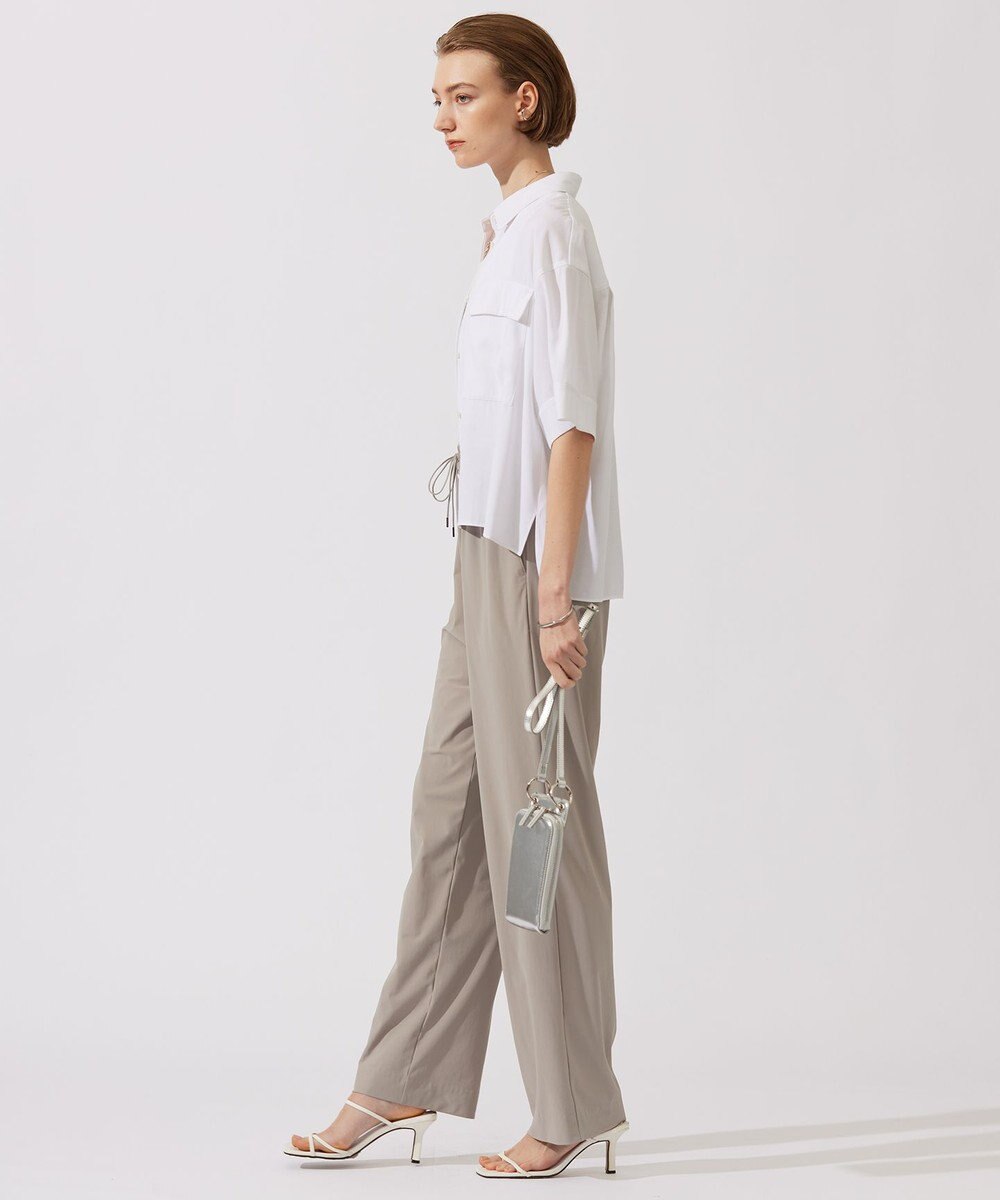 ICB 【洗える】T/Rドライリネン クロップドシャツ 