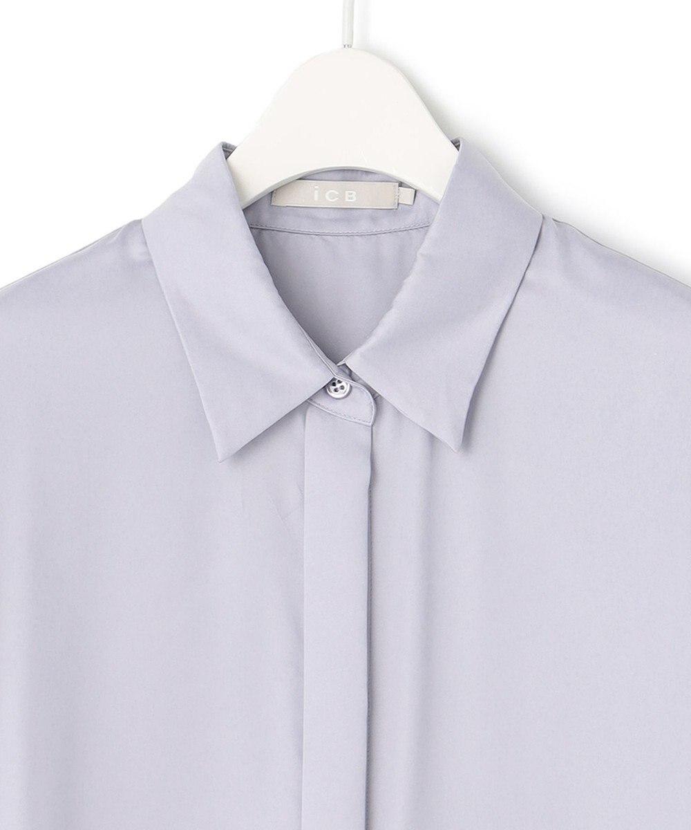 ICB 【洗える】 ルゼブフィブリルサテン シャツ 