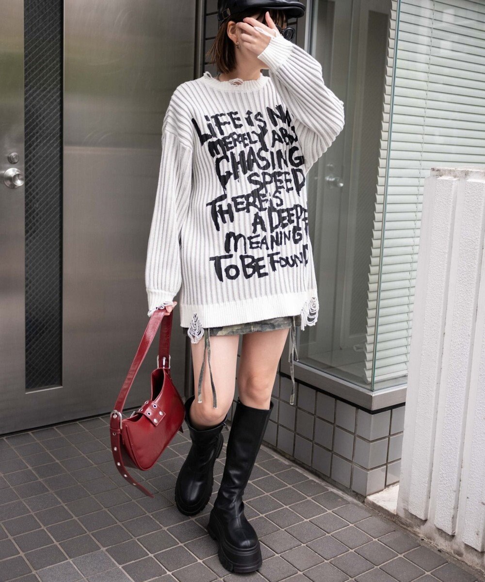 WEGO クラッシュリブBIGニットプルオーバー 