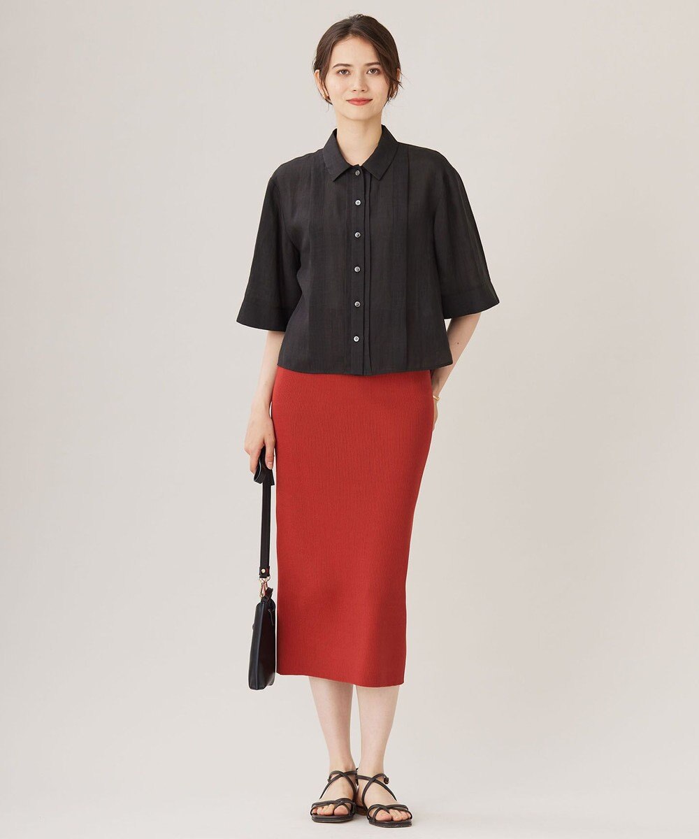 自由区 L 【カタログ掲載・接触冷感・洗える】ラミーローンクロップド丈 ブラウス 