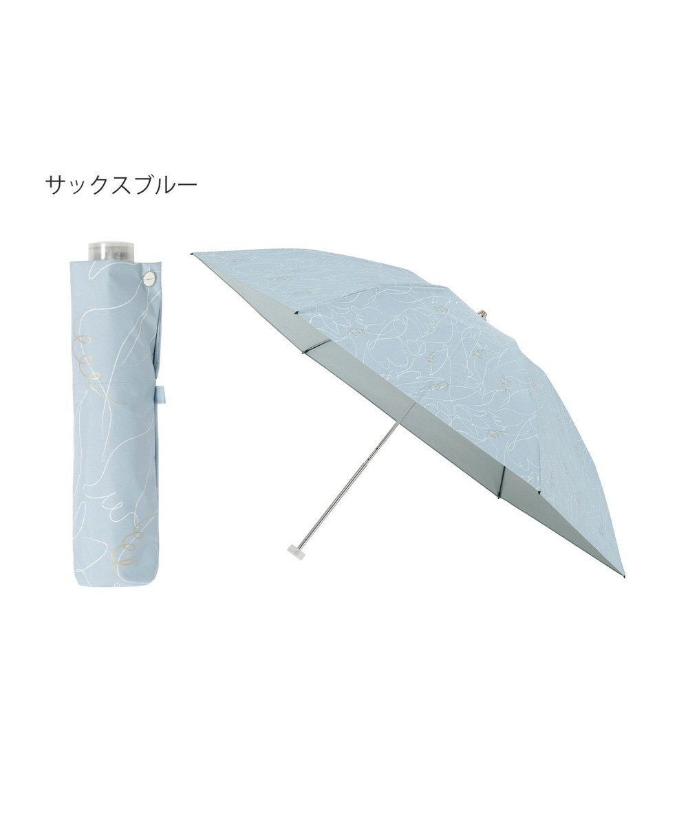 MOONBAT 【晴雨兼用/ 一級遮光/UV99％】フワクール (Fuwacool) 折りたたみ日傘 フワクールホワイト ラインフラワー 軽量 