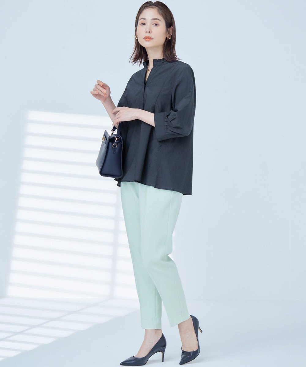 組曲 【WEB限定】ナイロンレーヨン スキッパーブラウス 