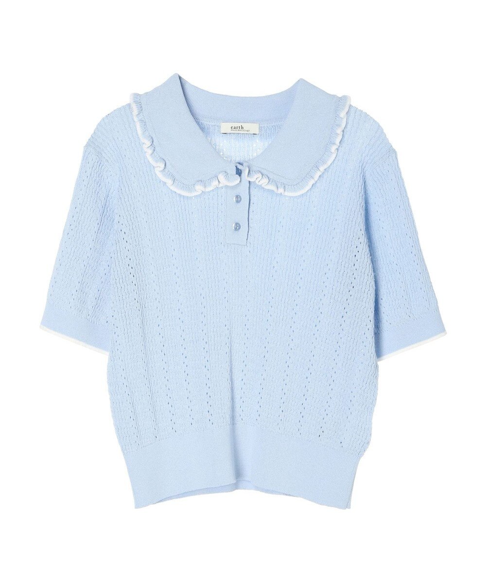 earth music&ecology フリルニットポロ 