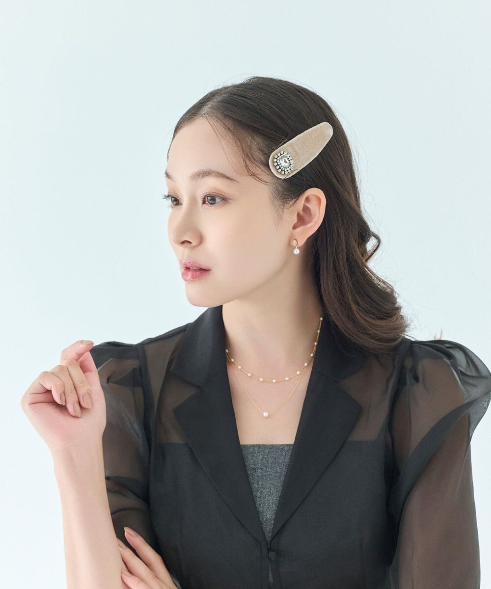 Phoebe 【生産終了】クラッシービジューヘアピン　ベージュ/ベロア 