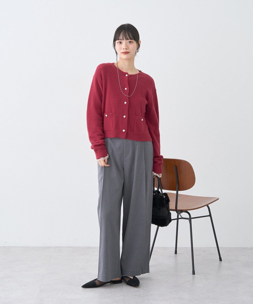 earth music&ecology 【イージーケア】パウダーシャギークルーネックカーディガン 