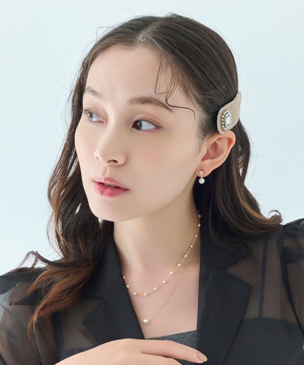 Phoebe 【生産終了】クラッシービジューヘアピン　ベージュ/ベロア 