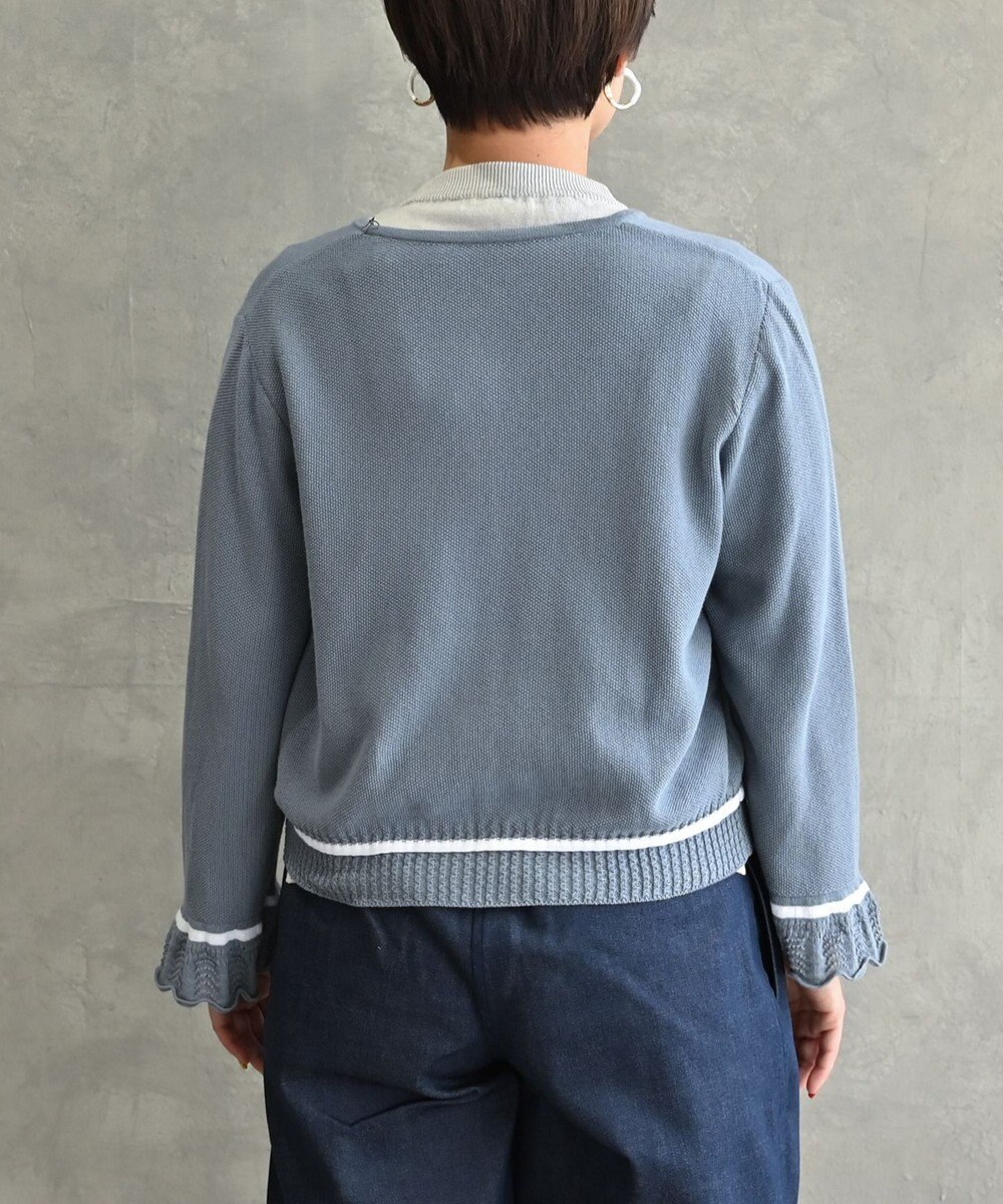 muuc 〈細番手の高級綿糸コットンコーマ糸〉〈洗練された繊維の滑らかな肌触り〉〈お家で洗えるニット〉模様編み ポピーの花リンクス編み カーディガン 