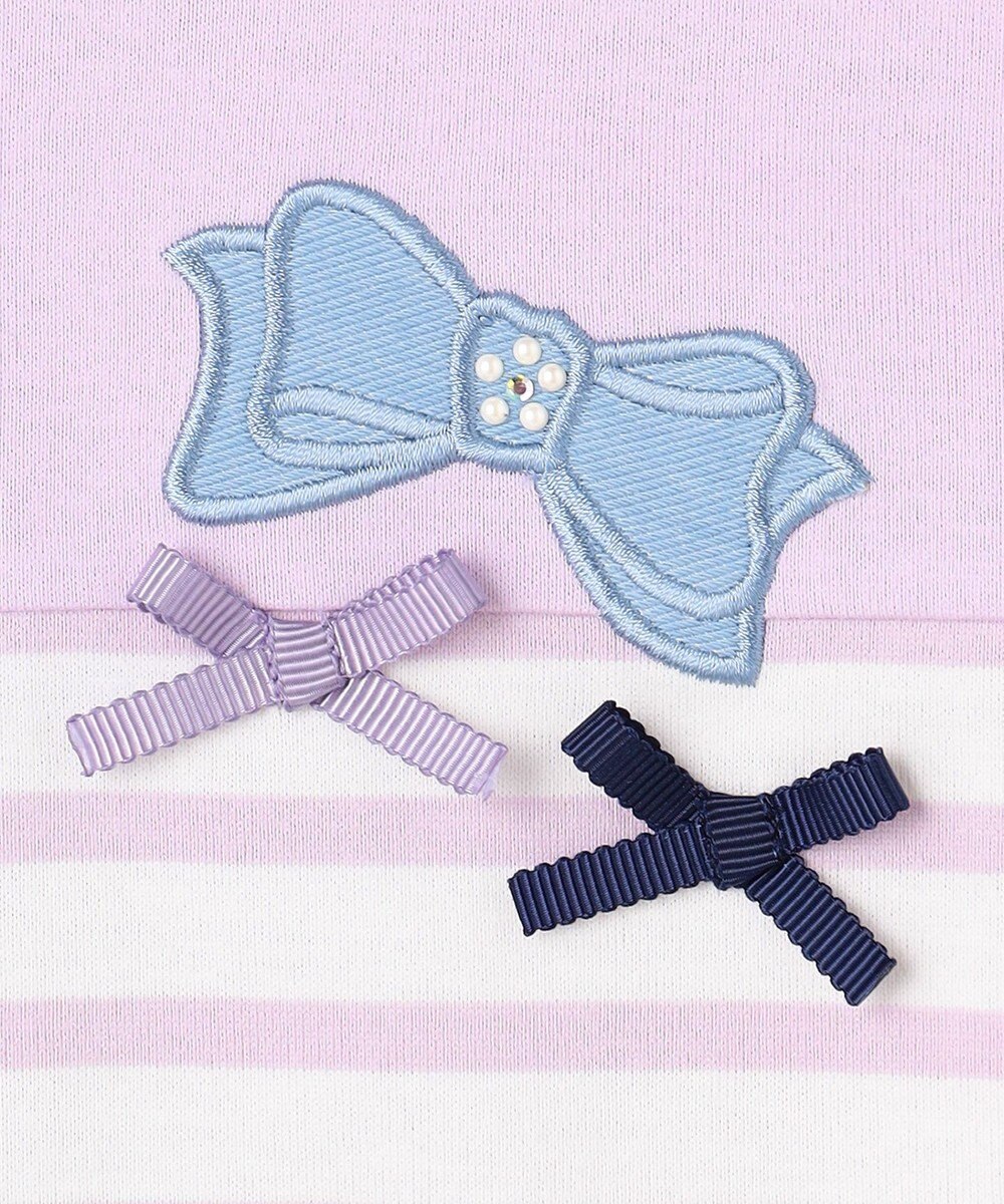 組曲 KIDS 【150-160㎝】リボンボーダー Tシャツ 