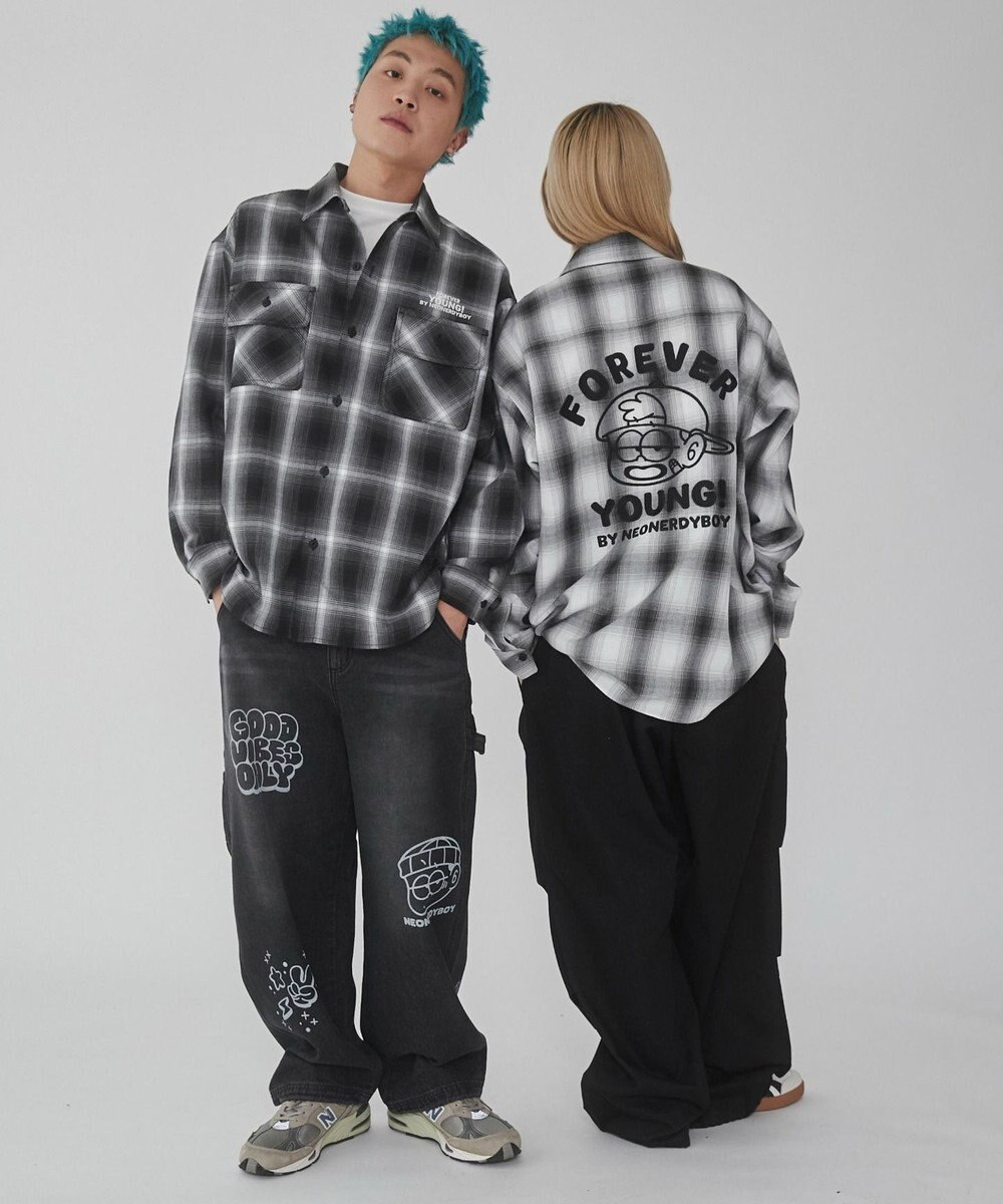 WEGO 【ユニセックス着用ITEM】グラフィックオンブレチェックシャツ（LS） 
