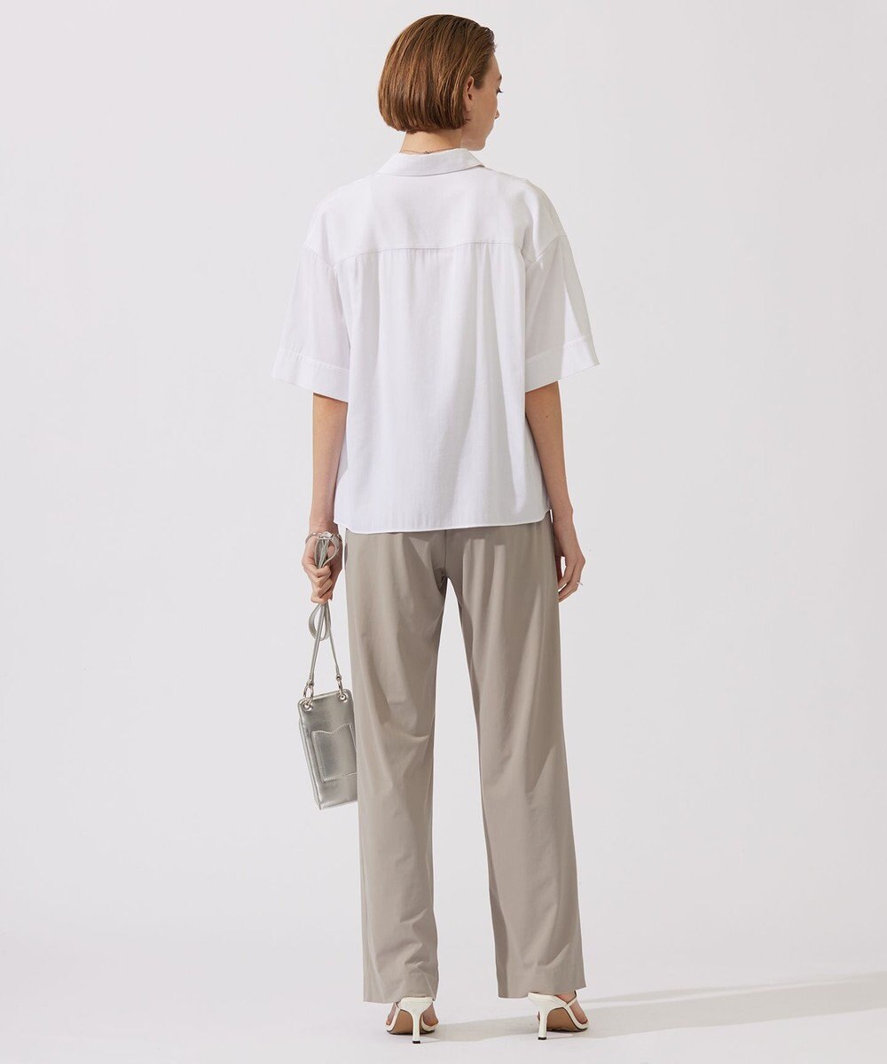 ICB 【洗える】T/Rドライリネン クロップドシャツ 