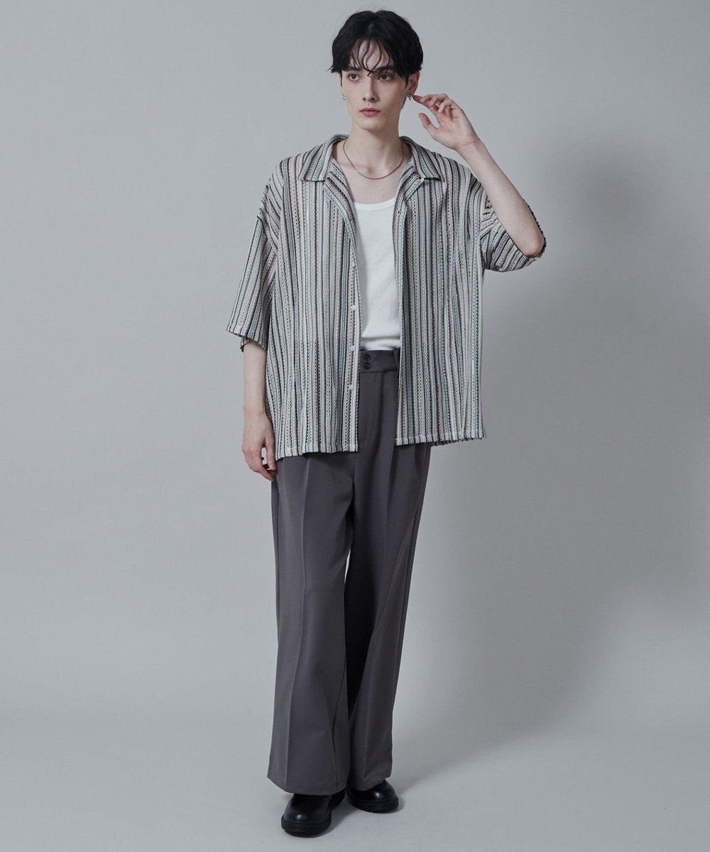 WEGO ストライプメッシュBIGシャツ（S） 