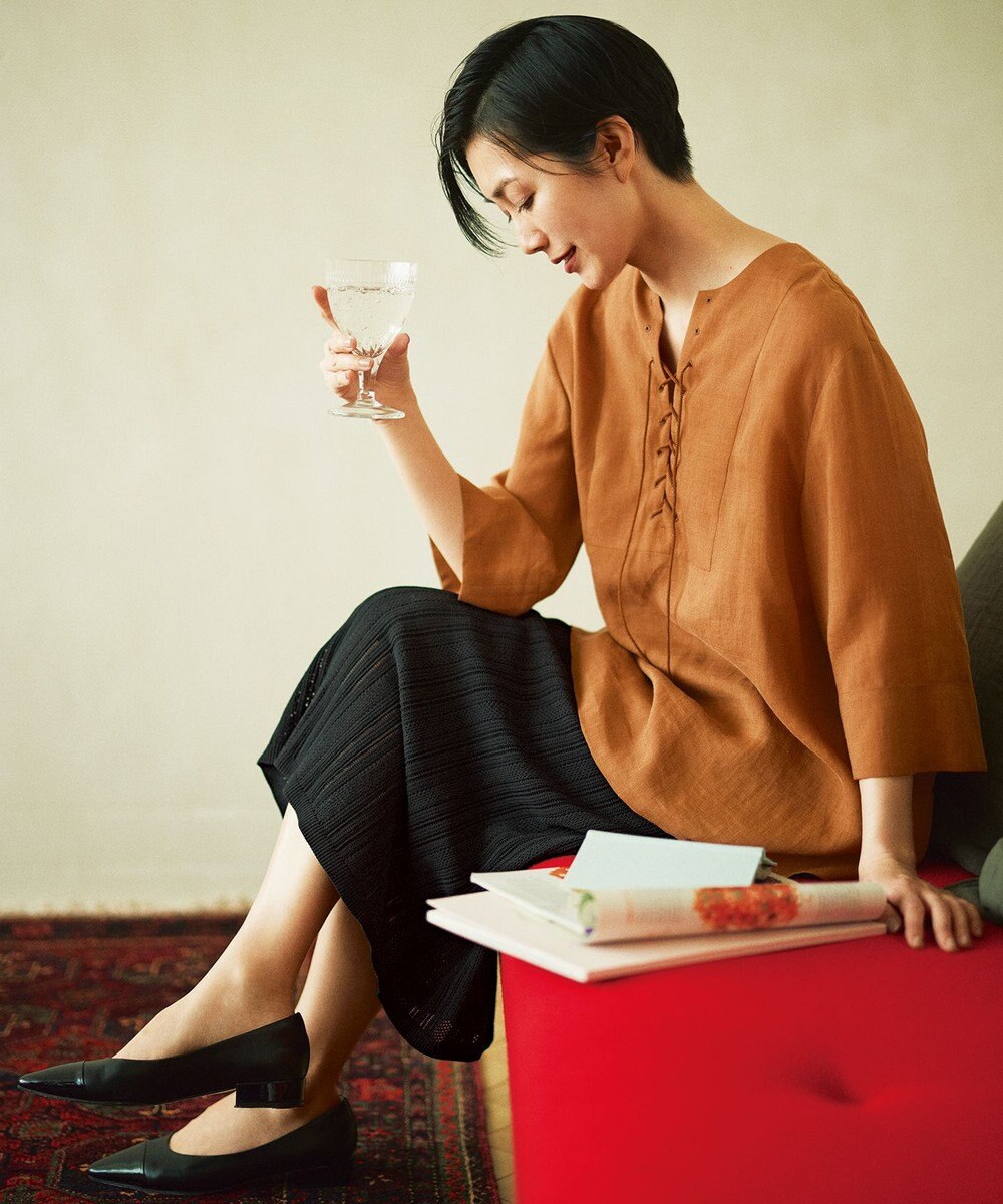 自由区 L 【カタログ掲載・接触冷感・洗える】ラミーローンプルオーバー ブラウス 