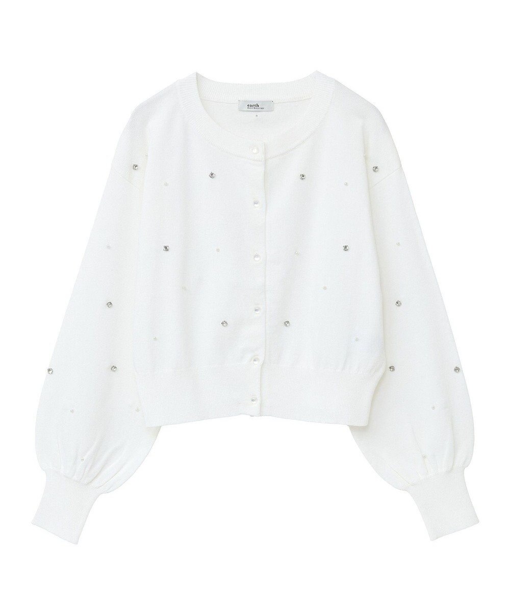 earth music&ecology パール＆ビジューカーディガン 
