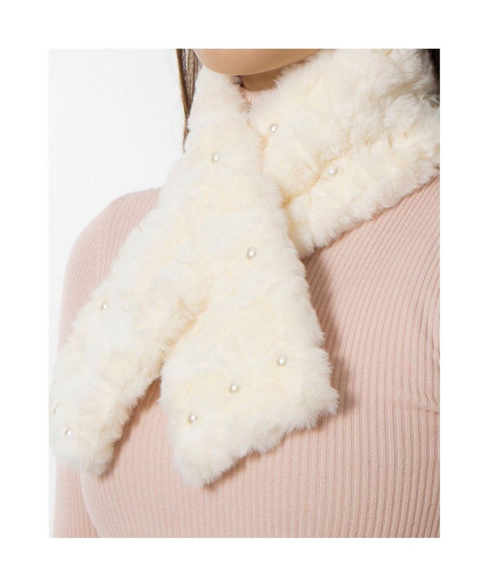 UNBILLION カシュネ cache nez / パール付フェイクファーマフラー 