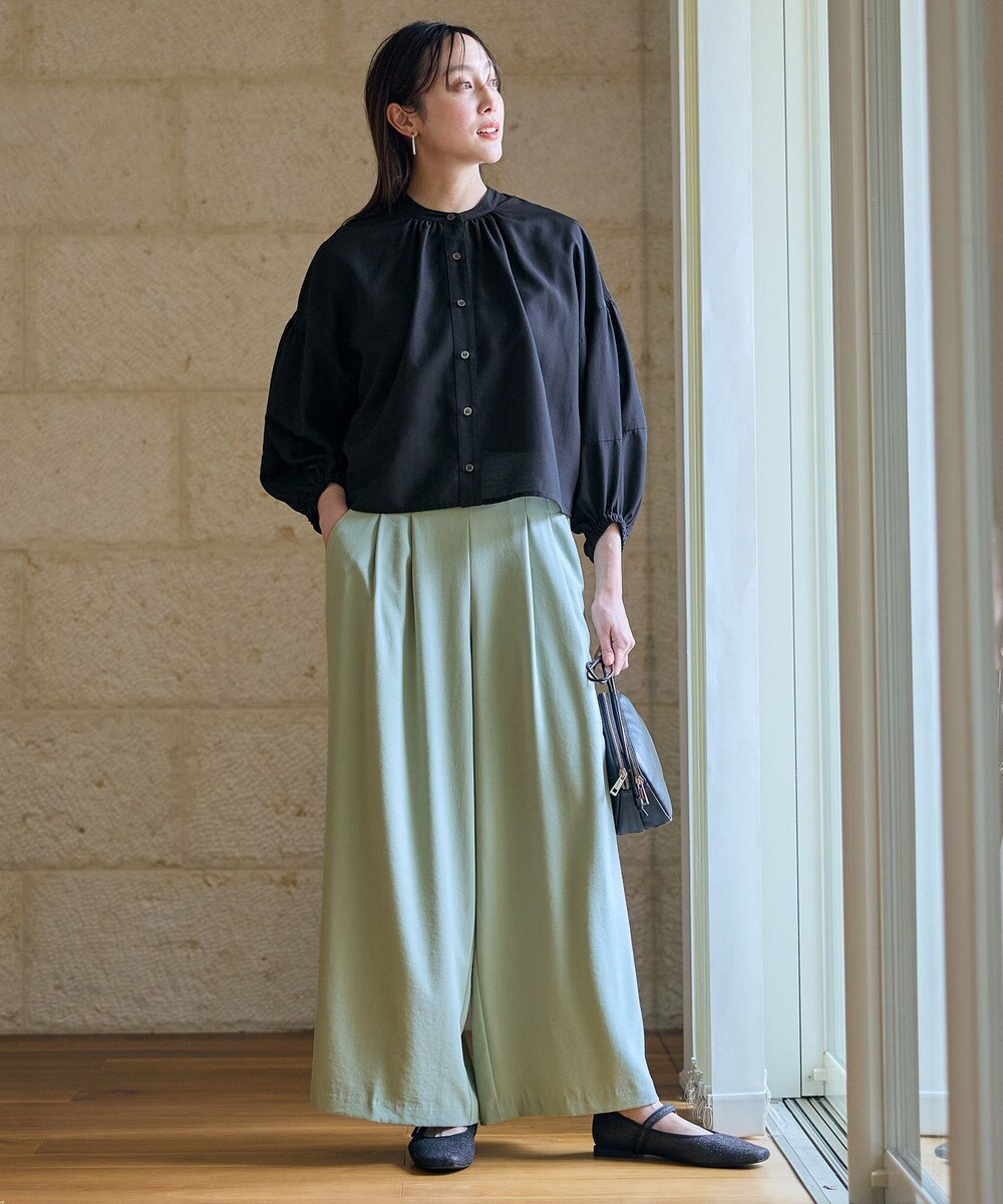 ANY シアーテックリネンギャザーブラウス 