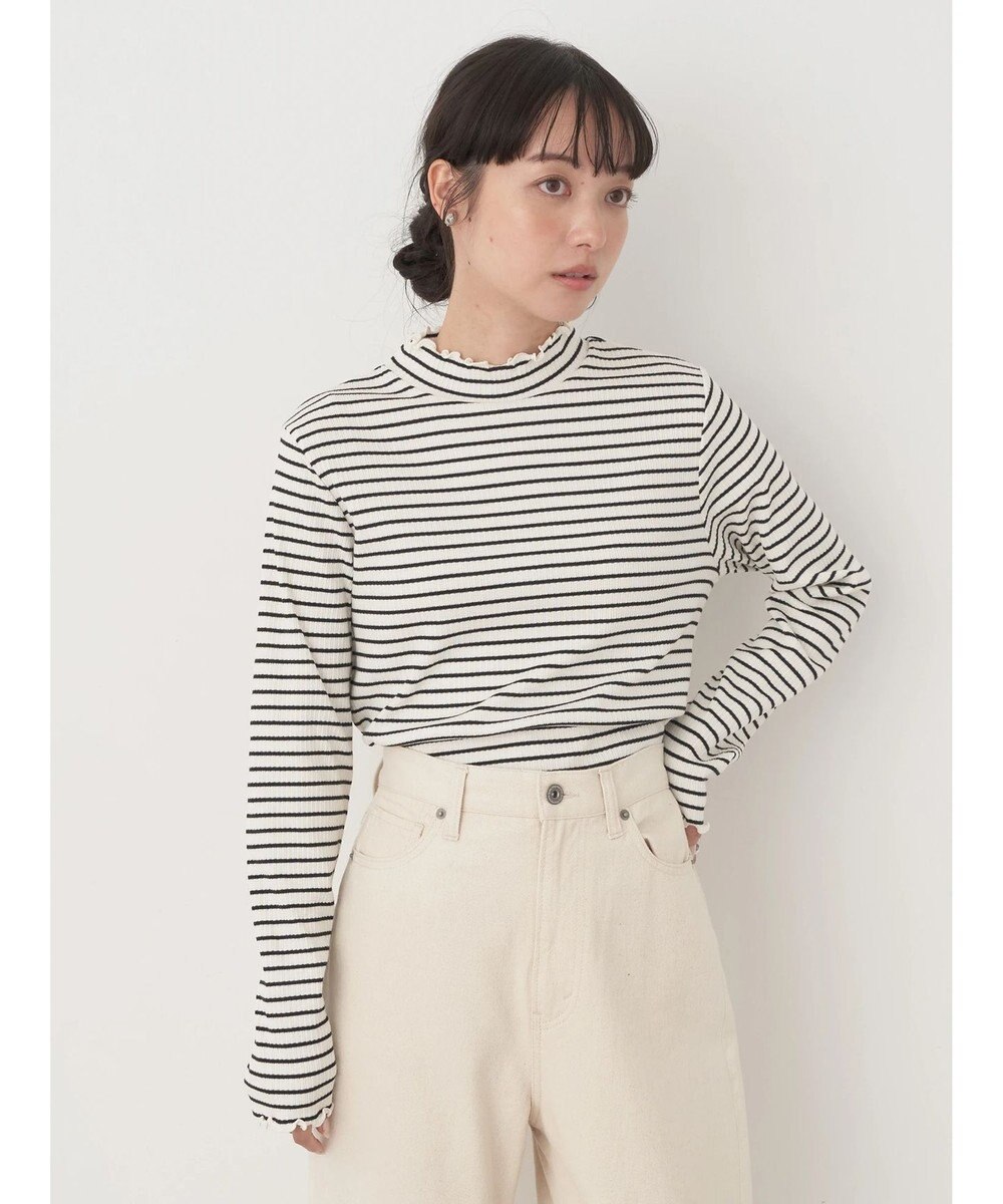 earth music&ecology チェーンリブハイネックプルオーバー 