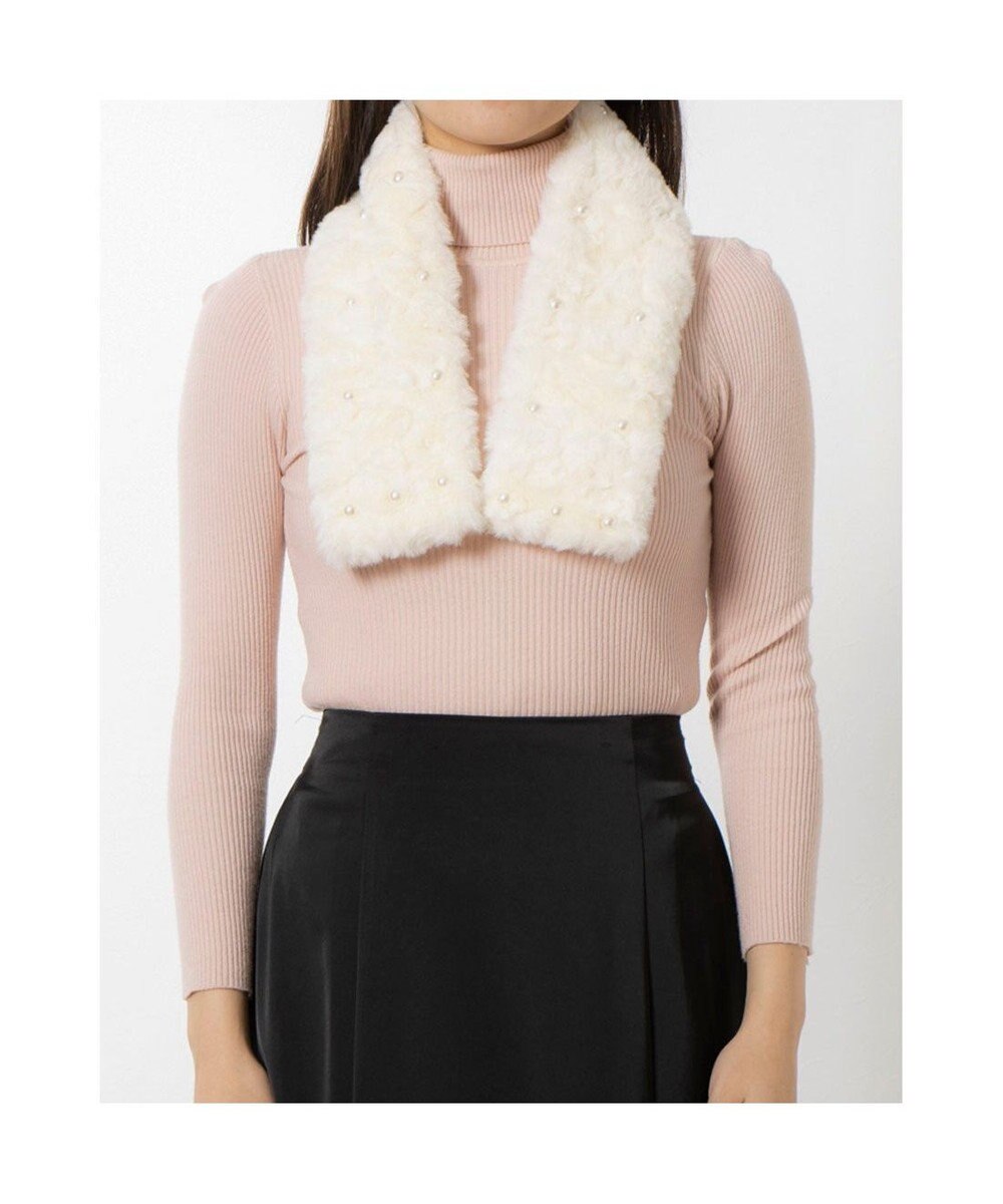 UNBILLION カシュネ cache nez / パール付フェイクファーマフラー 