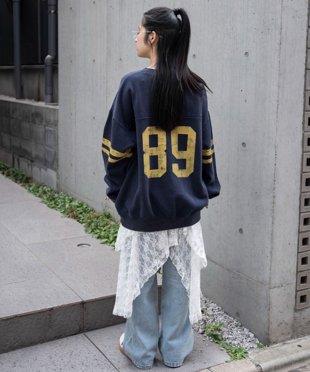 WEGO 【ユニセックス着用ITEM】ケミカルウォッシュナンバリングプルオーバー 