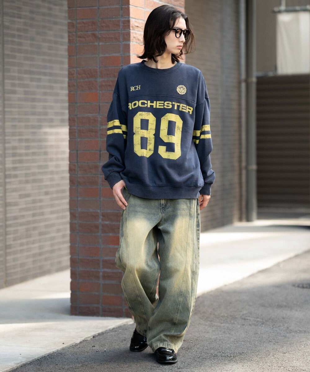 WEGO 【ユニセックス着用ITEM】ケミカルウォッシュナンバリングプルオーバー 