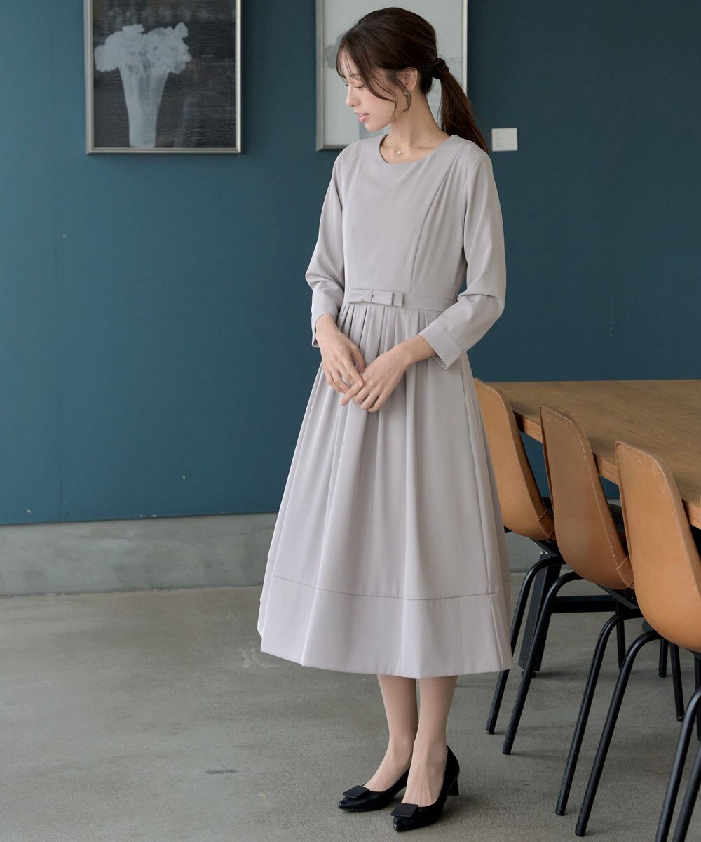 Tiaclasse L 【セレモニー・新色追加】リボンベルトフレアワンピース 