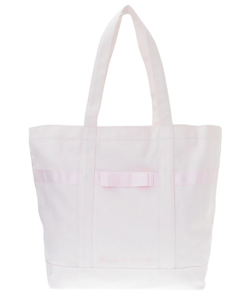 Maison de FLEUR ピンクマニアマルチポケット帆布トートMバッグ 