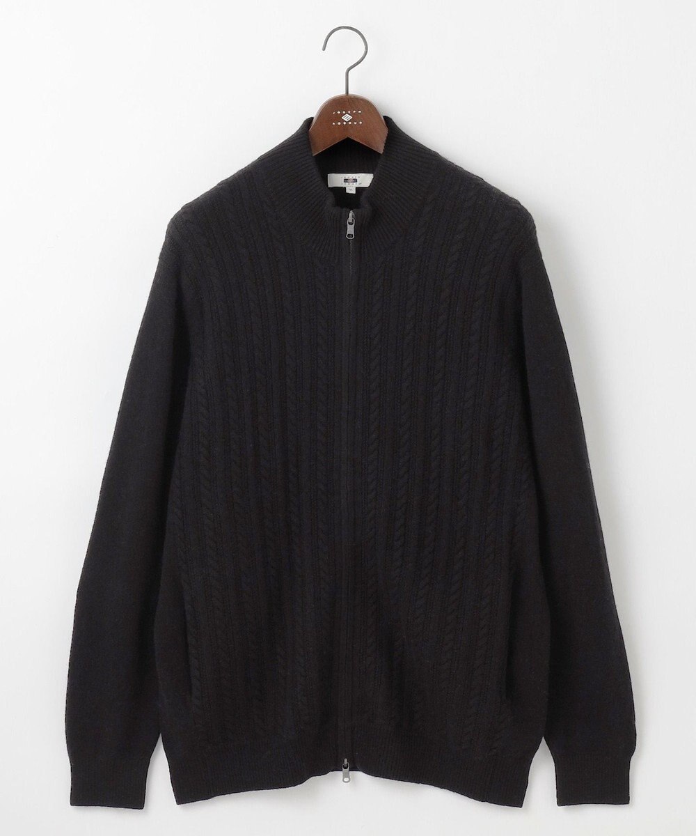 JOSEPH ABBOUD 【キングサイズ・洗える・カシミヤブレンド】カシミヤブレンド ハイネック ジップ  カーディガン 