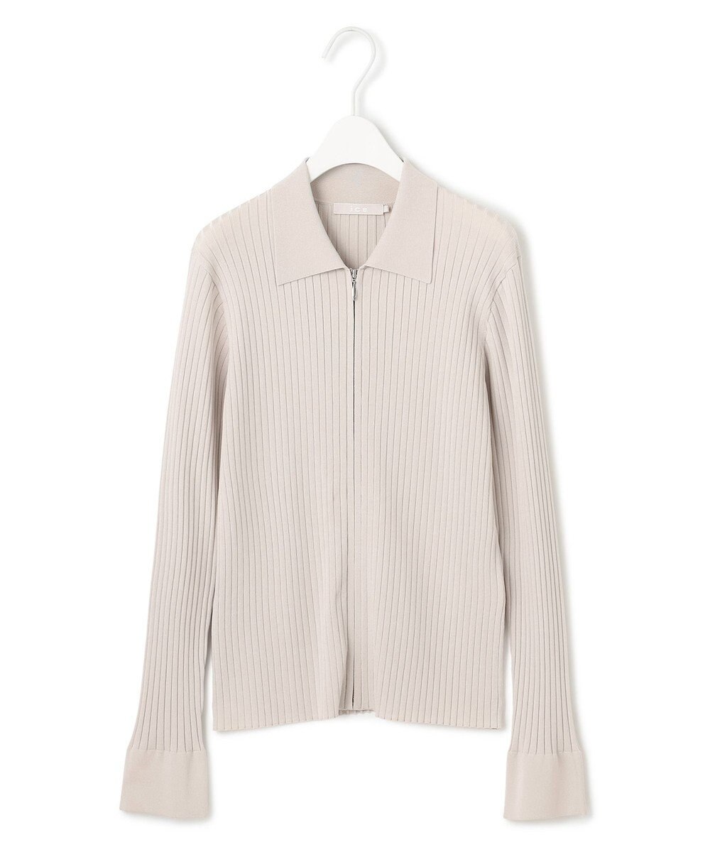 ICB 【洗える】シルクヴィスコースハイゲージ ジップアップカーディガン 