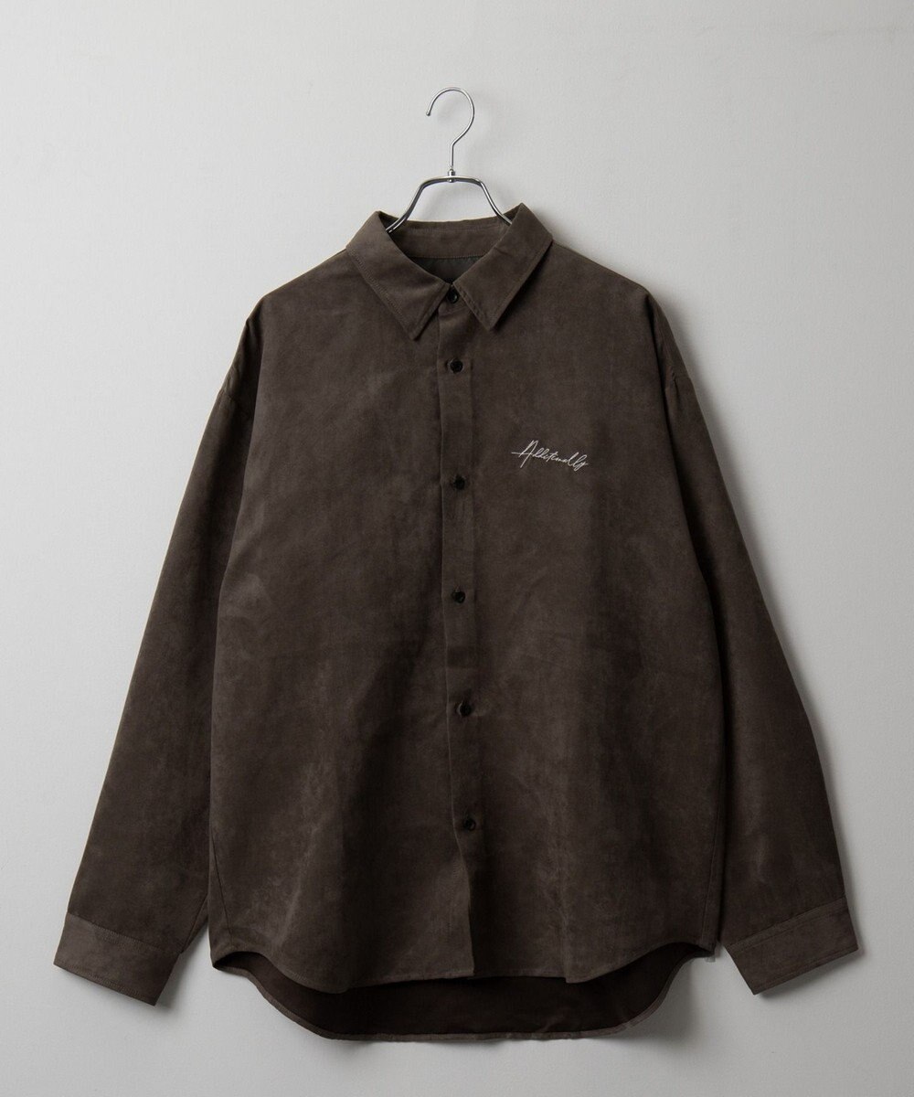 WEGO フェイクスウェードワンポイントBIGシャツ（LS） 