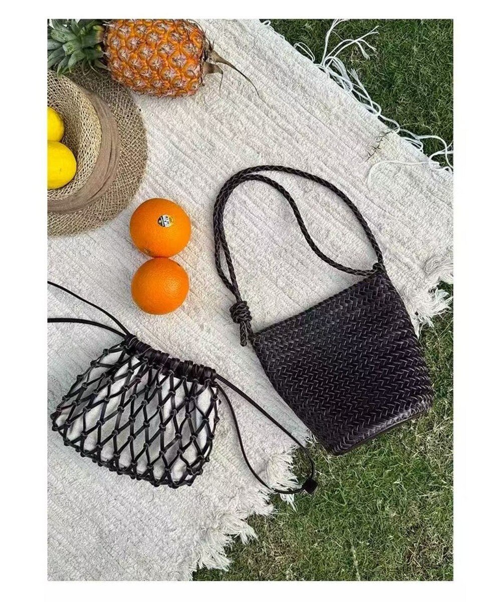 style code 大人の夏を軽やかにする 牛革 メッシュ バケットショルダー 