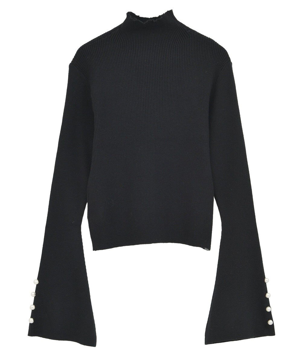 Green Parks ・ｓｗｉｎｇ　ｂｙ　袖パールボタンフレアリブニット 