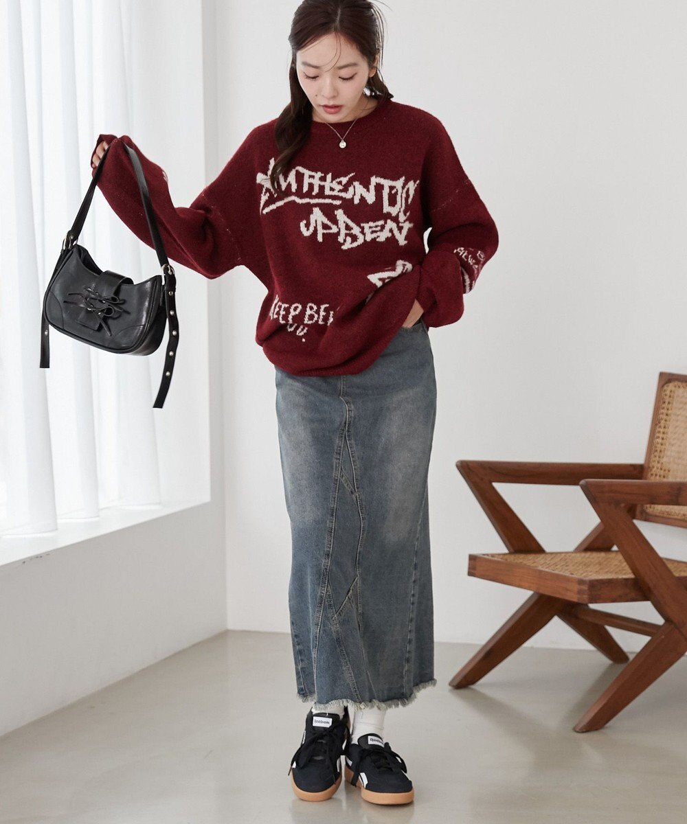 WEGO フラッフィーグラフィックBIGニットプルオーバー 