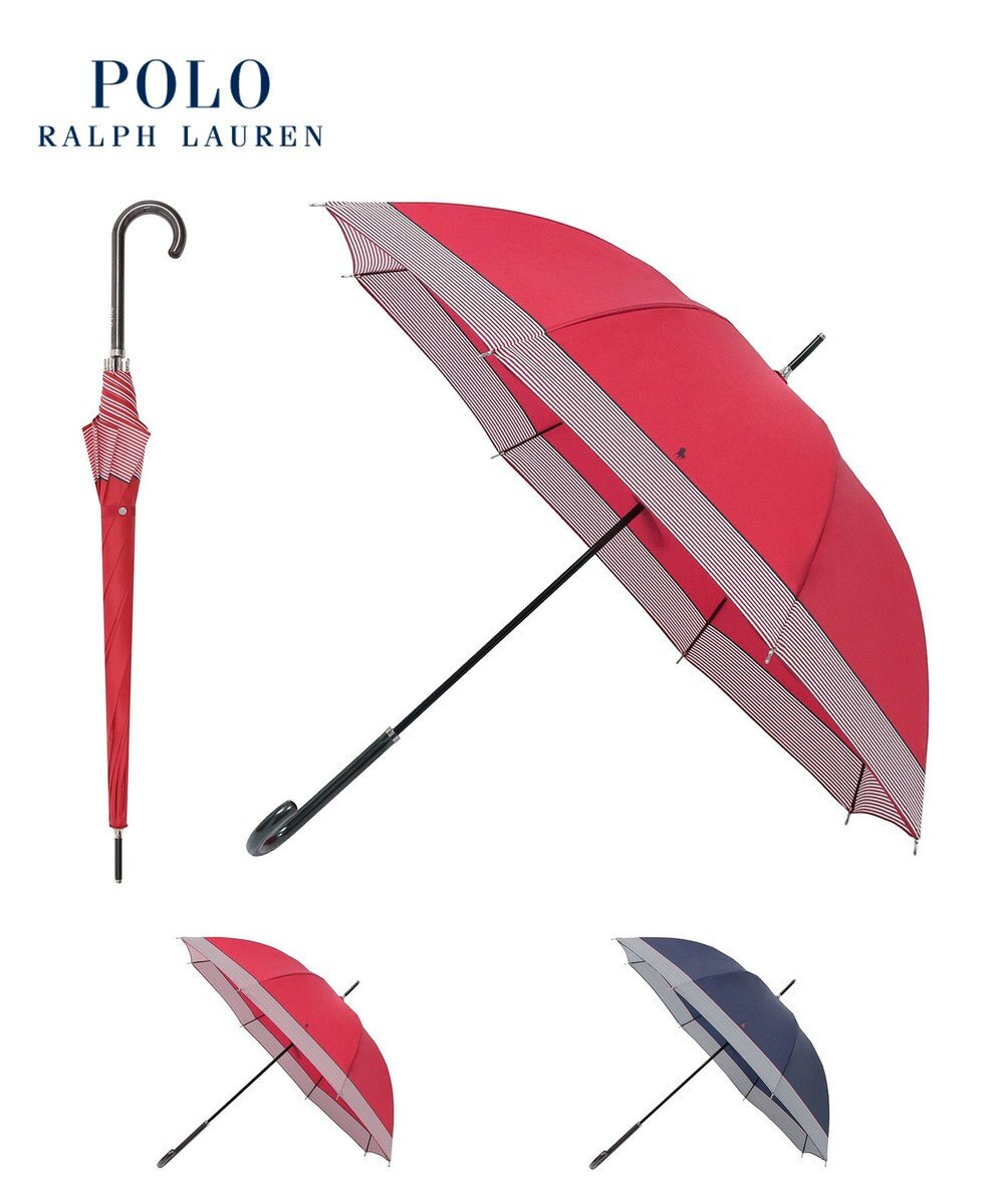 MOONBAT 【WEB限定】POLO RALPH LAUREN（ポロ ラルフローレン）長傘 ワンポイントポロポニー×裾ボーダー 8本骨 