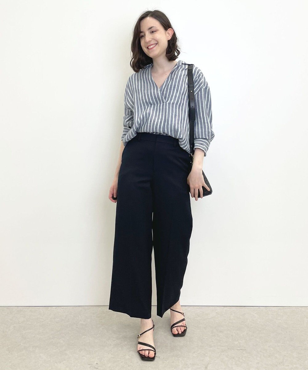 自由区 【接触冷感・速乾・UVカット・撥水・防シワ】リネンライクツイル ワイドストレート 