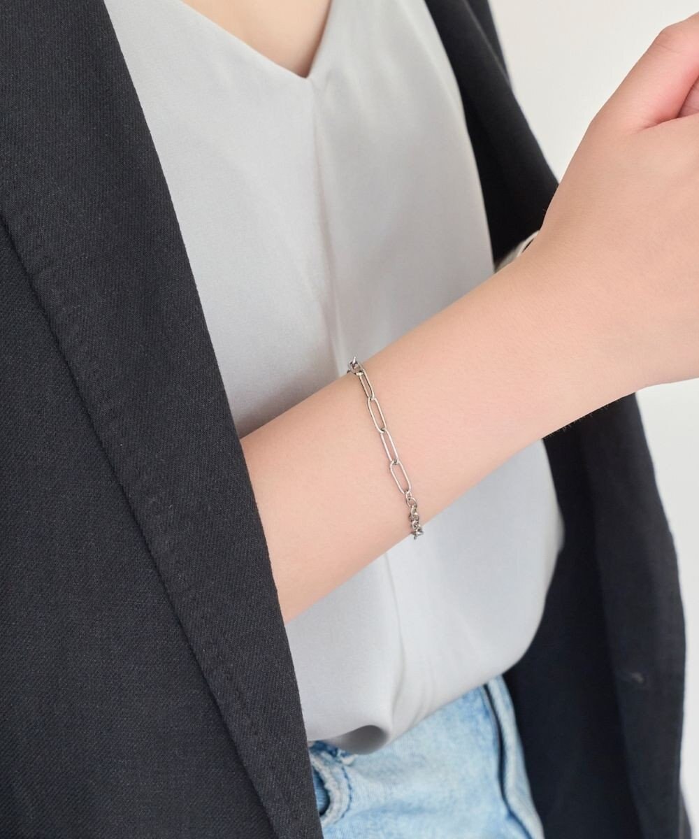 Phoebe 【金属アレルギー対応】チャンキーミックスチェーンブレスレット　シルバー/サージカルステンレス 