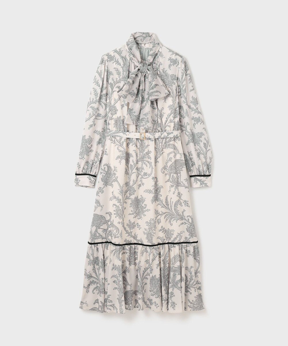 GRACE CONTINENTAL サラサプリントリボン付ワンピース 