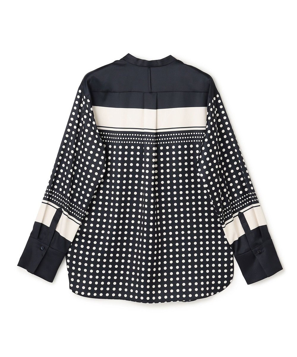 BEIGE， GADE / モノトーンドット柄バンドカラーブラウス 