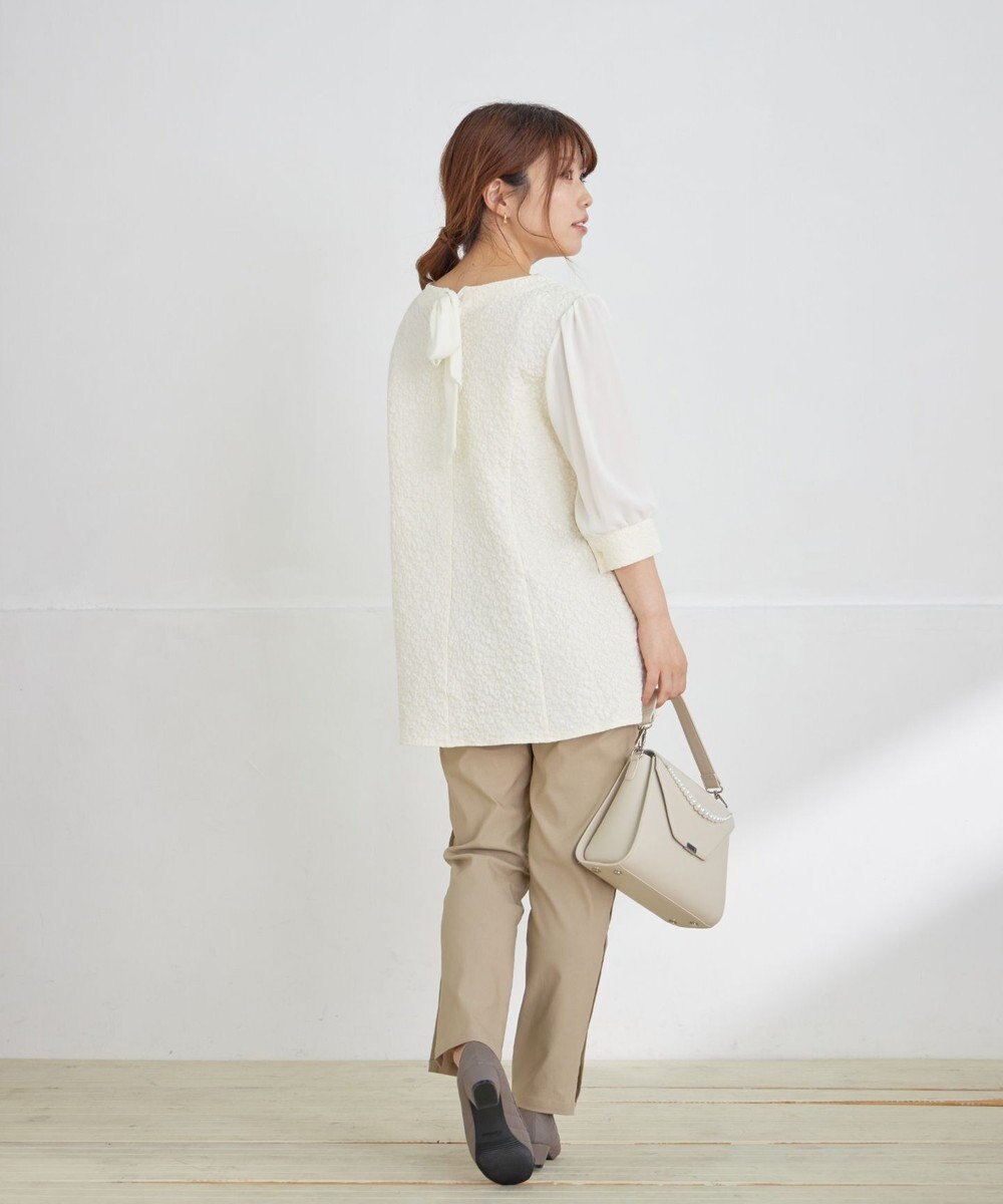 Tiaclasse フラワーJQ袖シフォンチュニック 