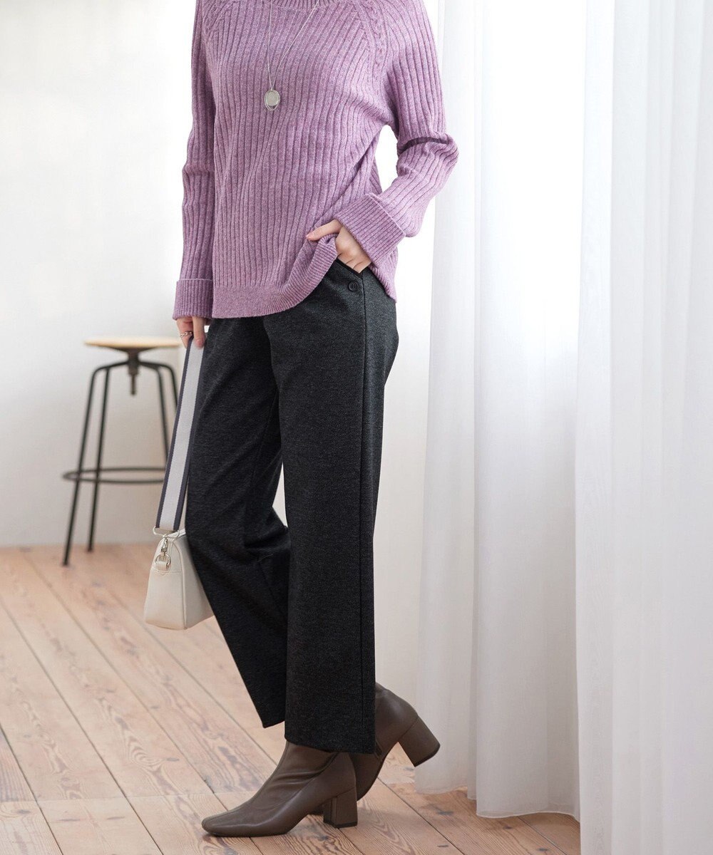 Tiaclasse L ミニチェッカー裏起毛・ストレートパンツ 