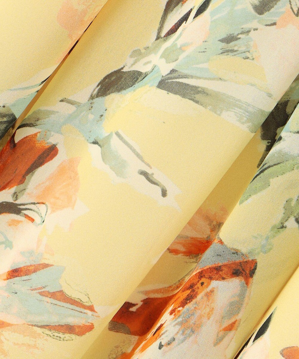 自由区 【ウエストゴム・洗える】ペイントフラワープリント スカート 