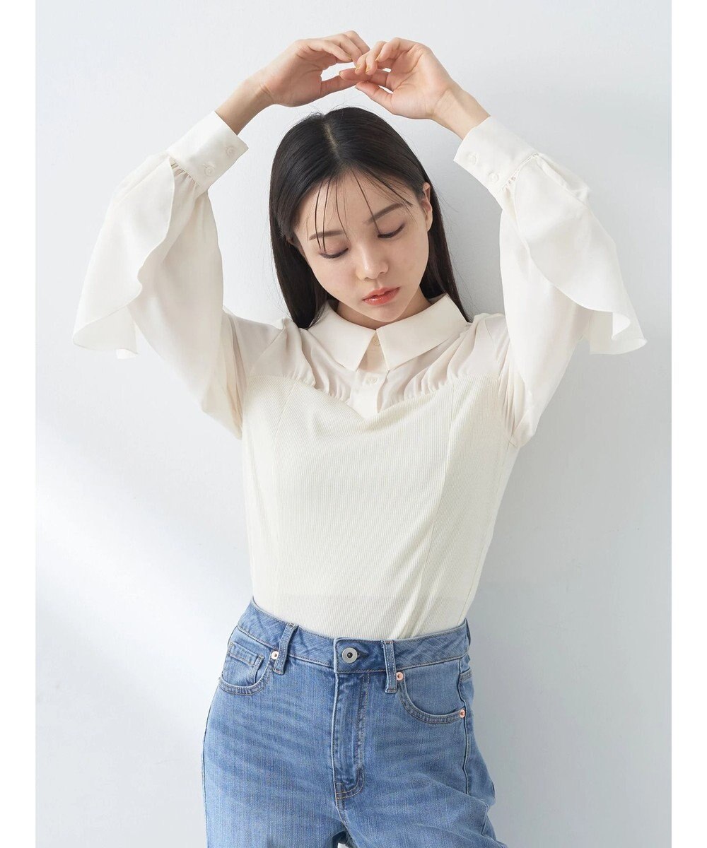 earth music&ecology ドッキングフリルシャツ見えプルオーバー 