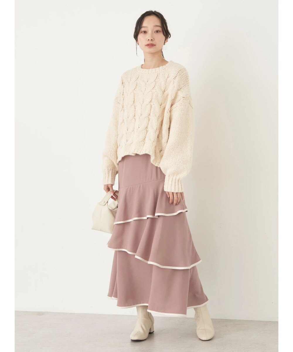 earth music&ecology パイピングフリルティアードスカート 