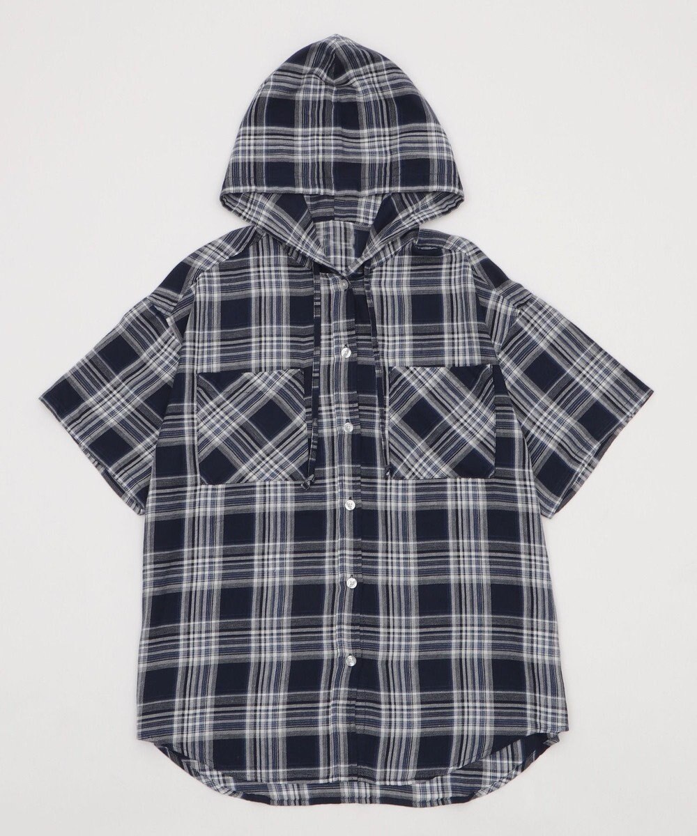 WEGO フードチェックBIGシャツ（S） 