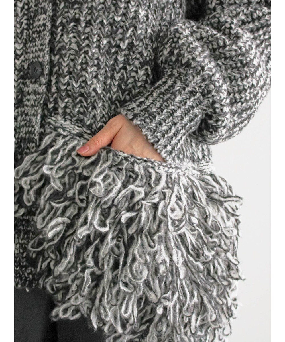 Te chichi ループ編みVネックミドルカーディガン 