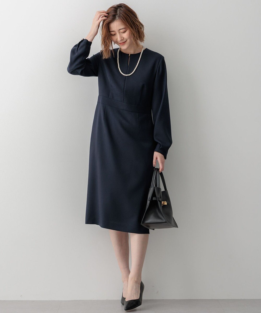 23区 L 【洗える】ウールミックスジョーゼット ワンピース 