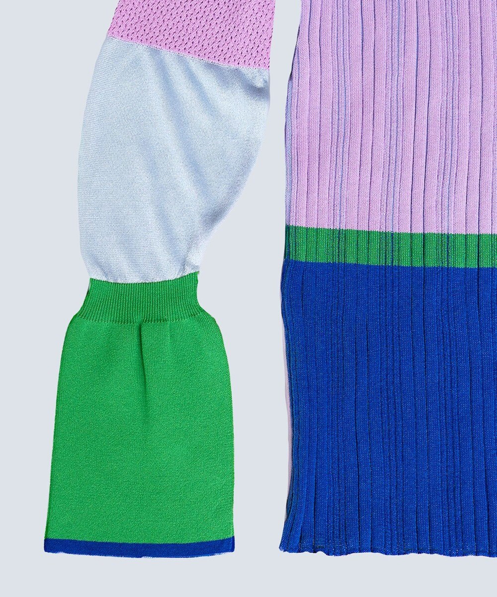 COQ CACTUS カラーブロックリブニット 