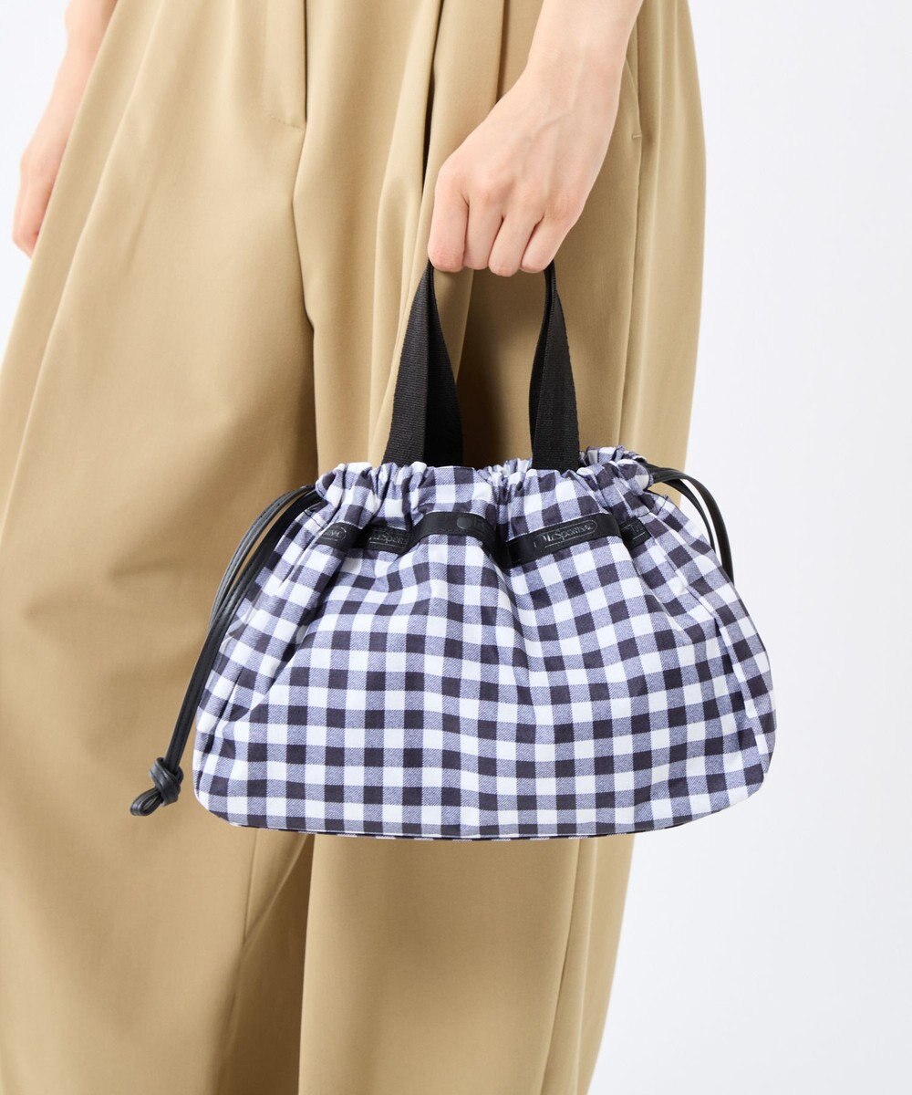 LeSportsac E/W CITY DRAWSTRING BAG /アップタウンギンガム/ブラック 