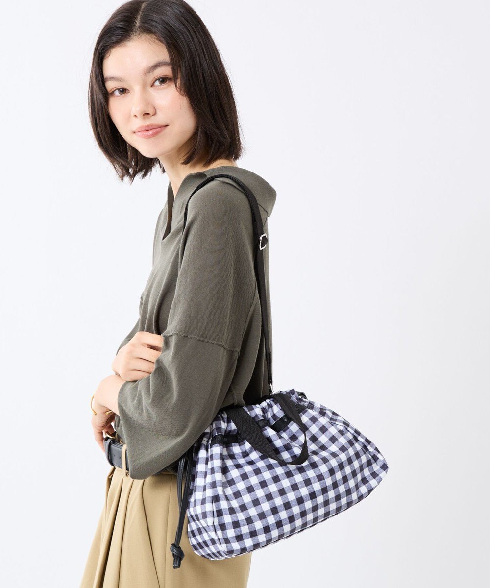 LeSportsac E/W CITY DRAWSTRING BAG /アップタウンギンガム/ブラック 